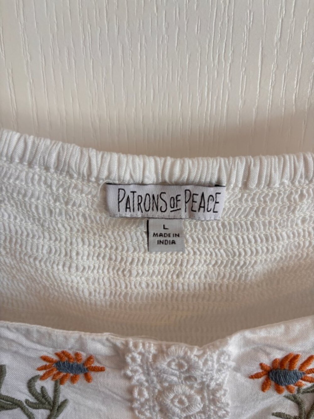 Patrons of Peace Embroidered Floral Peplum Tank Top White Size L Boho - Picture 3 of 8
